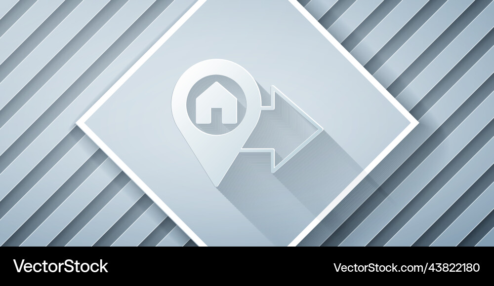 Paper cut map pointer with house icon isolated Paper cut map pointer with house icon isolated vector image
