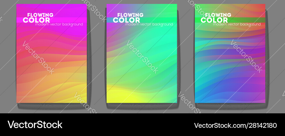 Set posters with abstract flowing pattern Set posters with abstract flowing pattern vector image