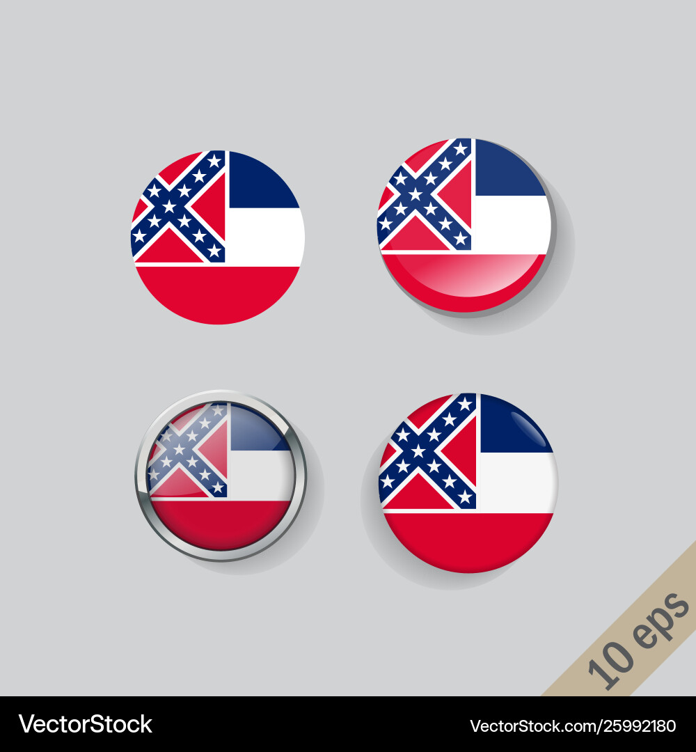 Set round buttons with image mississipi Set round buttons with image mississipi vector image