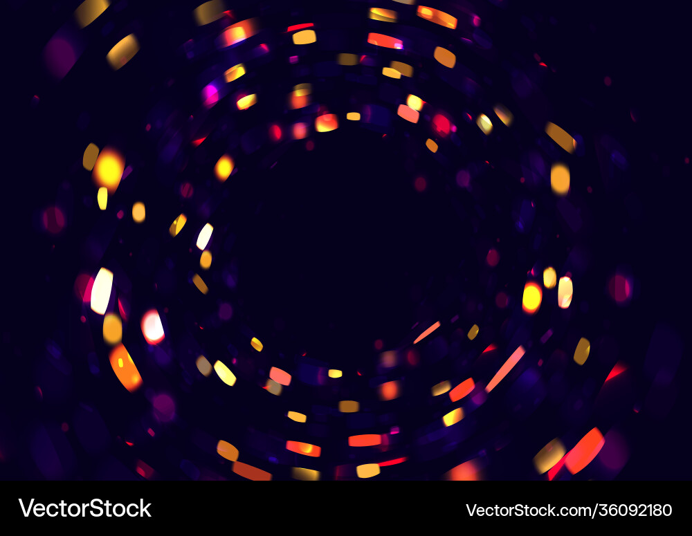 Sparkling lights forming round frame in night Vector Image