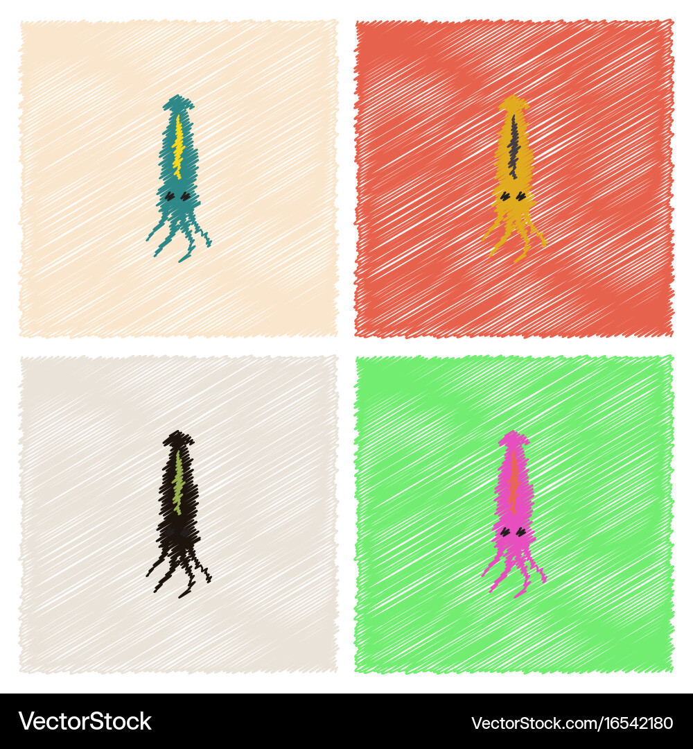 Squid icon simple of in hatching style Vector Image