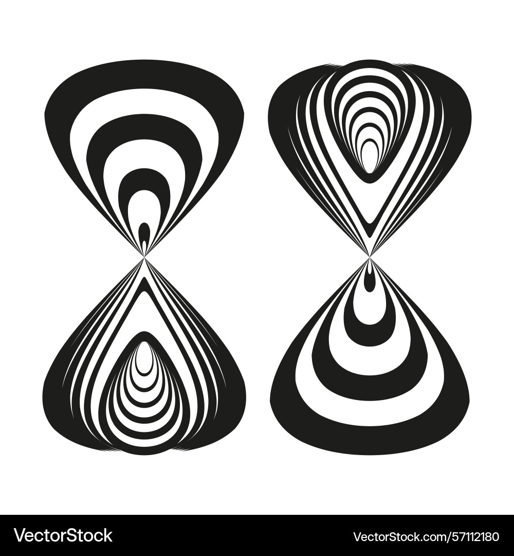 Teardrop loop shapes hourglass design black vector image