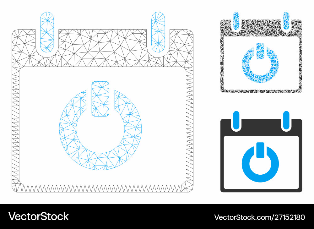 Turn on calendar day mesh wire frame model Turn on calendar day mesh wire frame model vector image