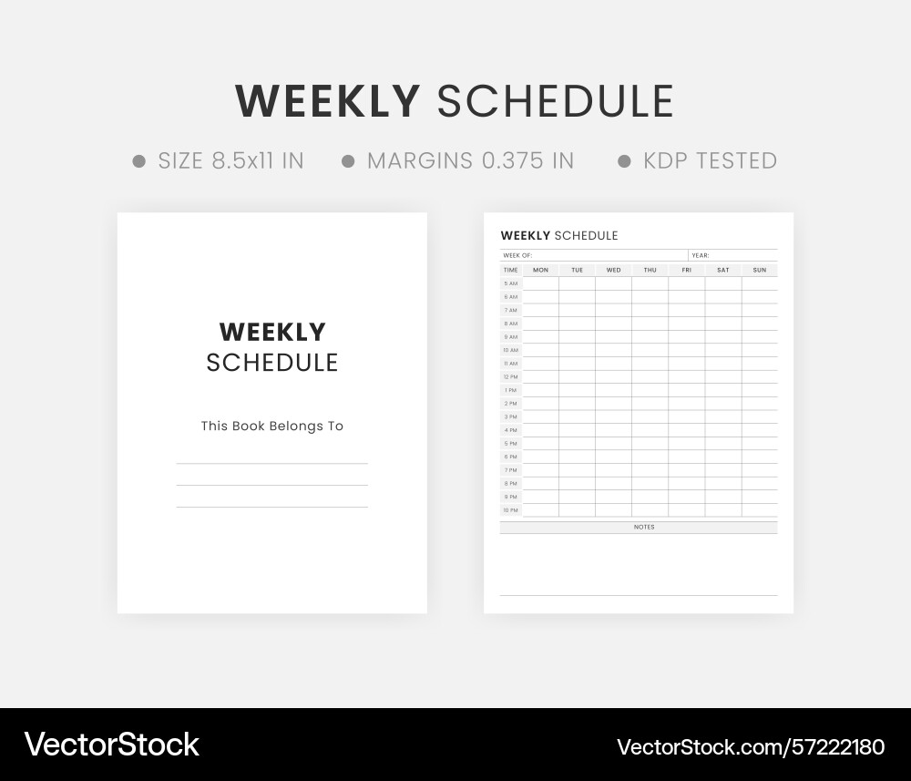 Weekly schedule template printable Royalty Free Vector Image