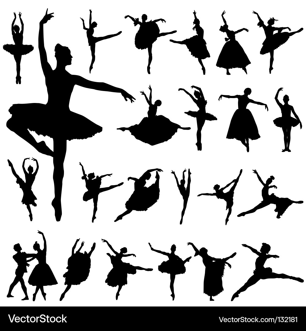 Ballerina Silhouettes - Dance Art Vector Image
