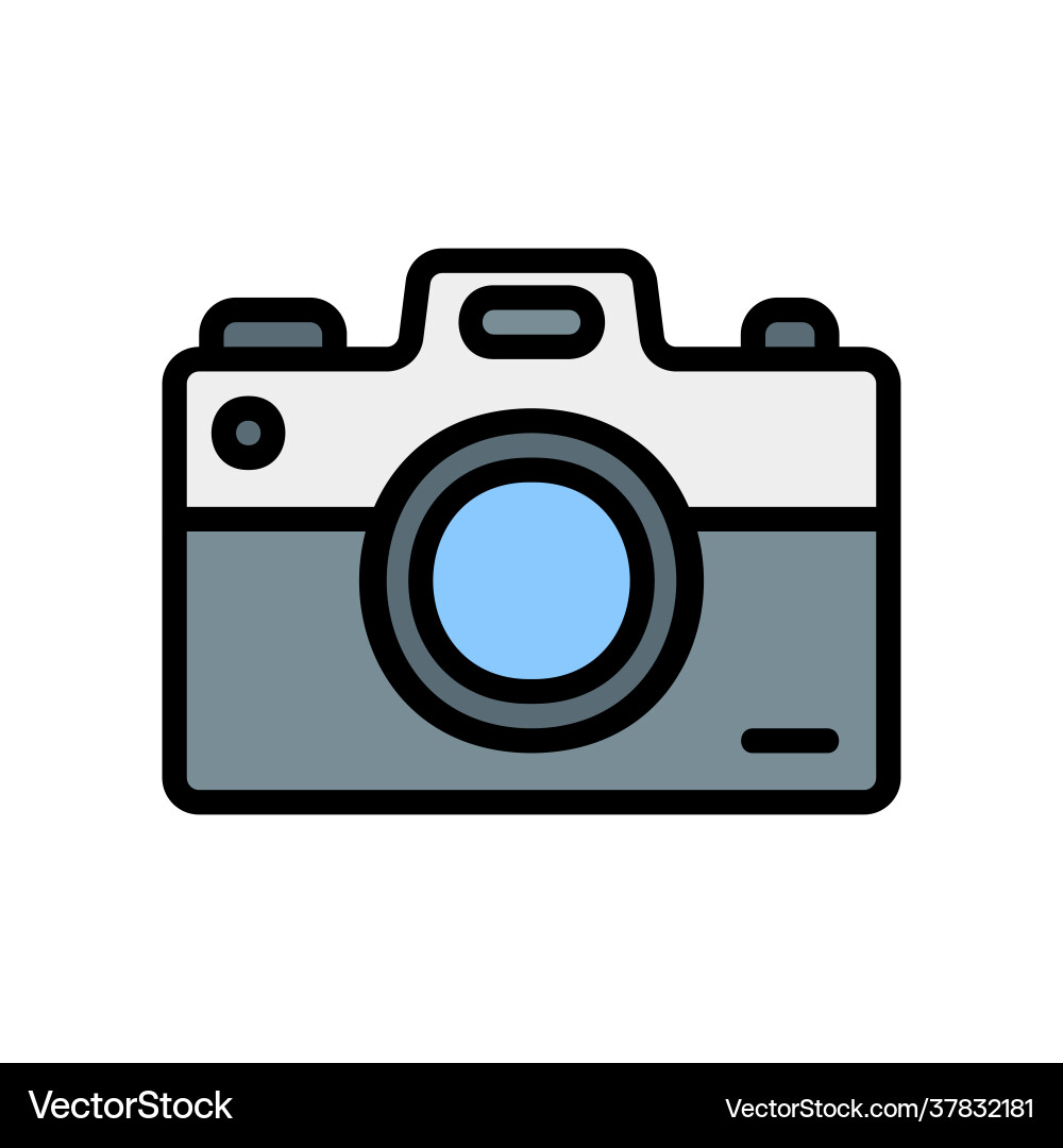 Camera icon in filled line style about multimedia Camera icon in filled line style about multimedia vector image