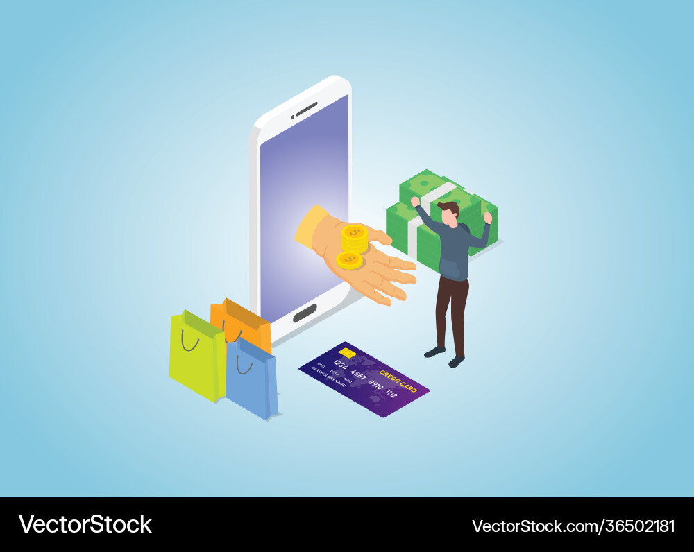 Cashback program on e-commerce transaction Cashback program on e-commerce transaction Vector Image
