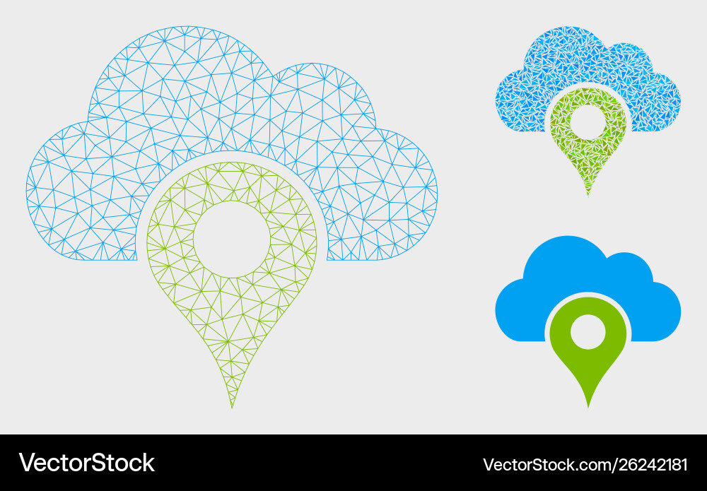 Cloud location mesh wire frame model Cloud location mesh wire frame model vector image