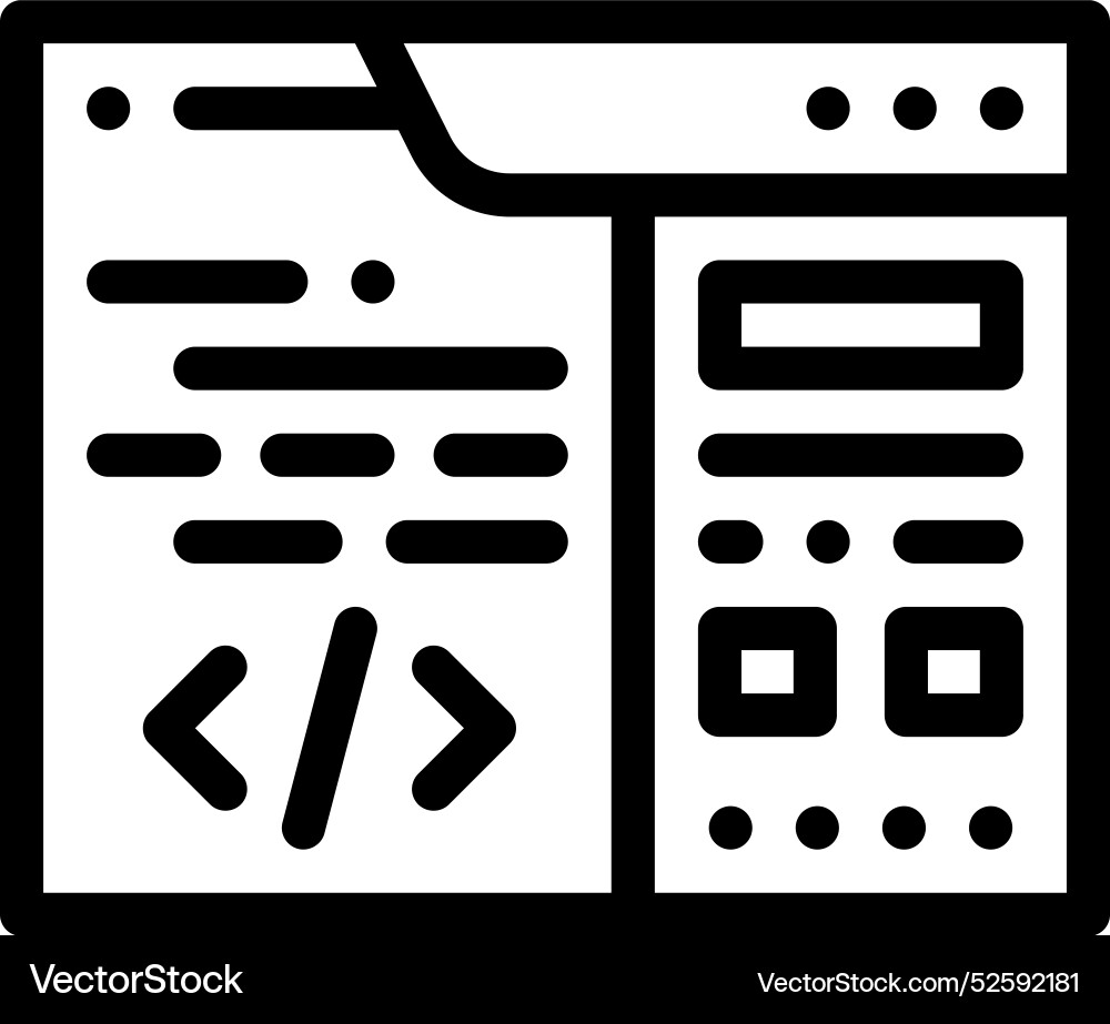 Coding icon thin linear style design isolated Coding icon thin linear style design isolated vector image