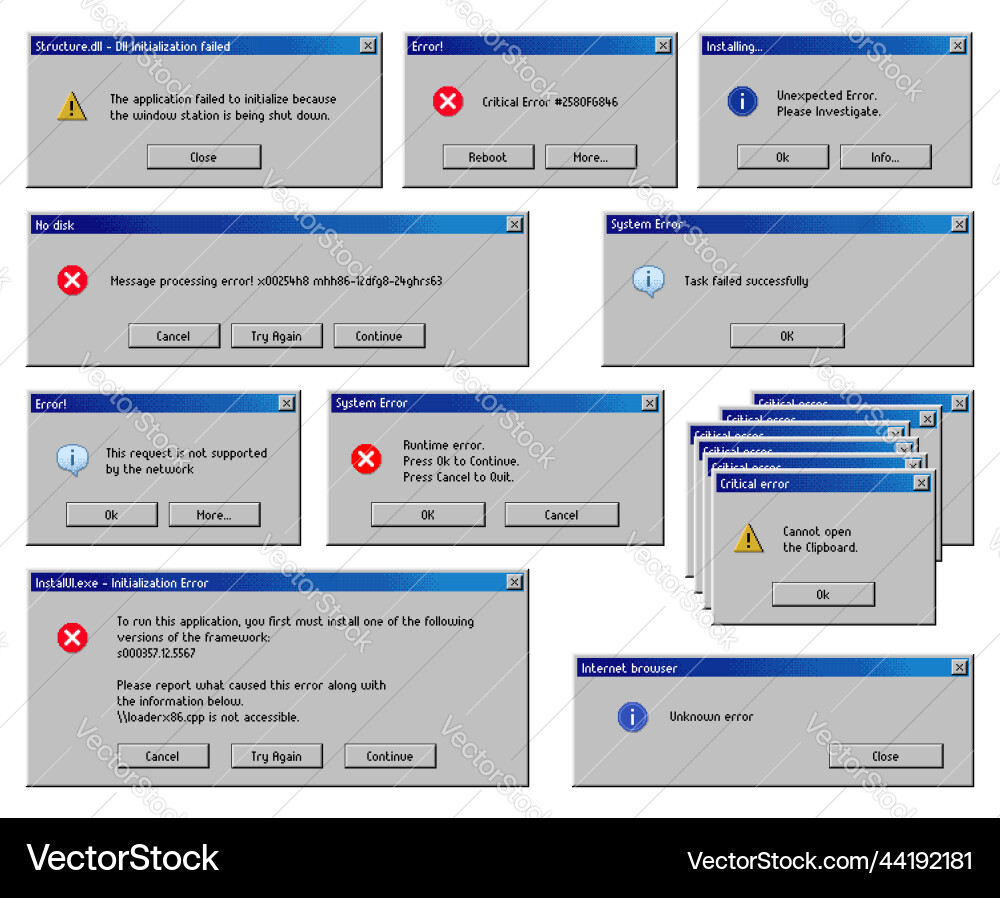Computer Error Warning Popup vector image