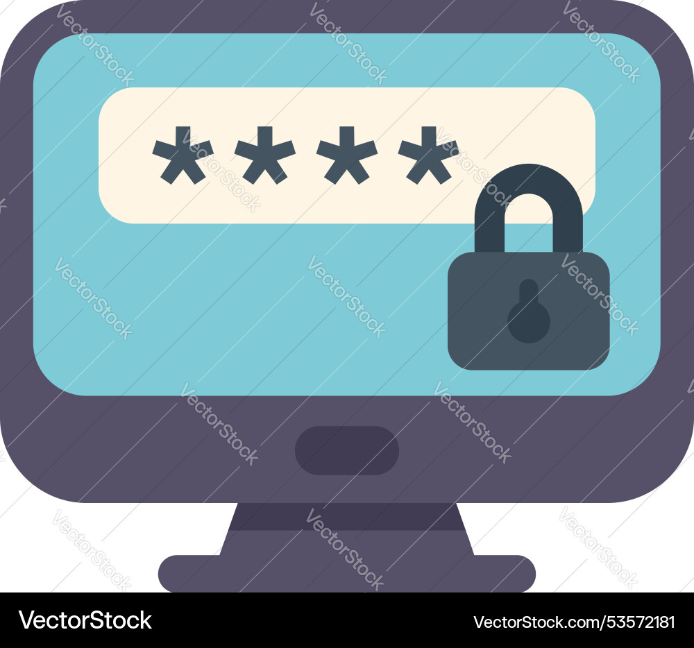 Computer screen displaying password protected Computer screen displaying password protected vector image