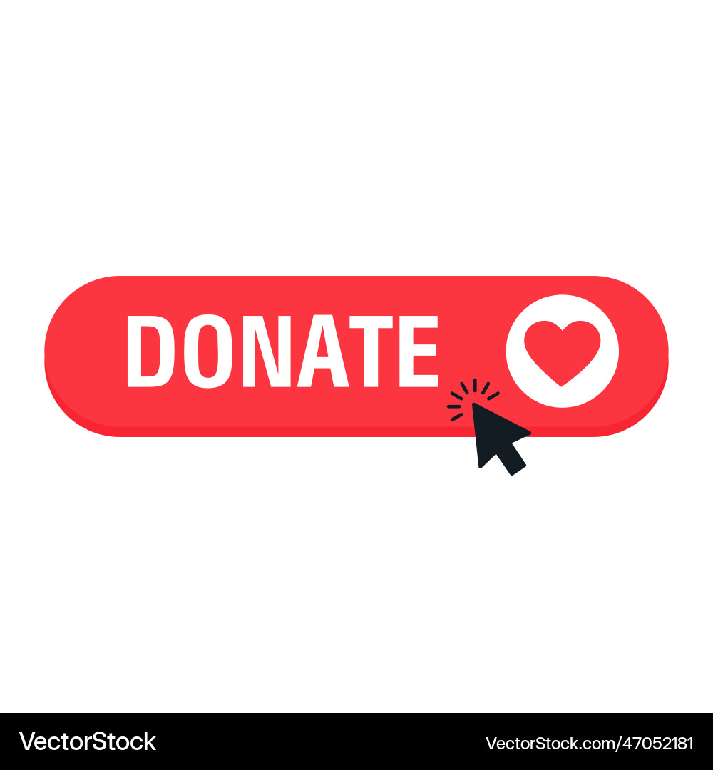 Donate web button red with heart symbol Donate web button red with heart symbol vector image