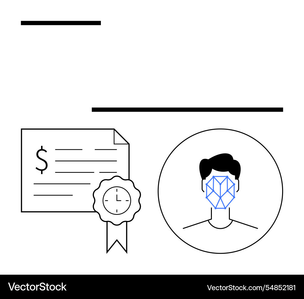 Identity verification with facial recognition Identity verification with facial recognition Vector Image