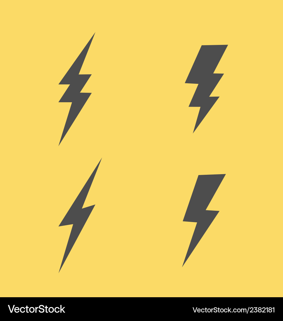 Lightning Icon Set - Flat Style vector image