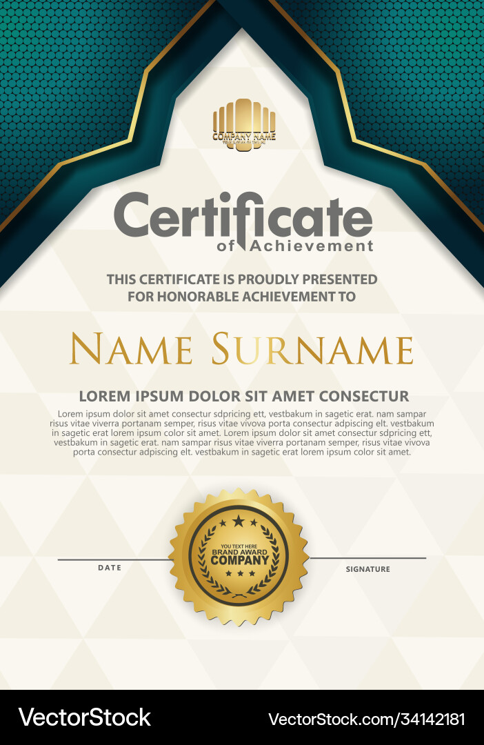 Luxury vertical modern certificate template – Free Vector | VectorStock