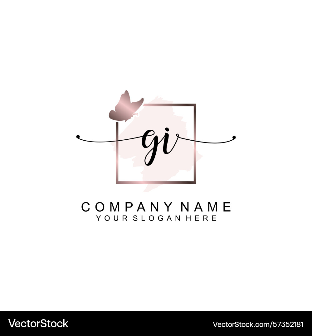 Minimalist handwritten gi initial logos with soft Minimalist handwritten gi initial logos with soft vector image