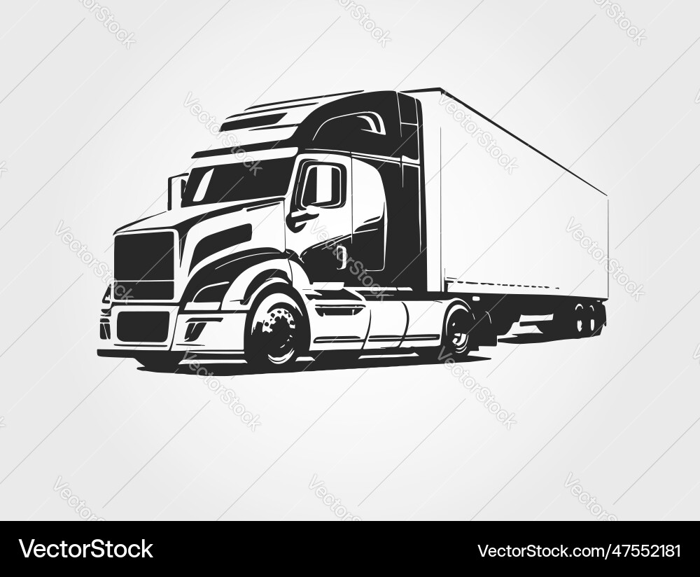 Semi truck lorry freight transportation Royalty Free Vector