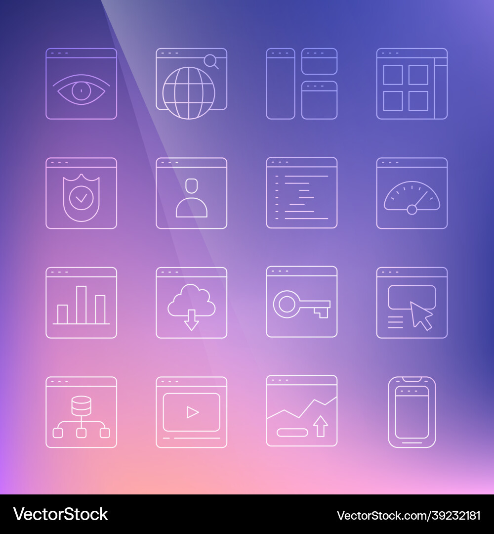 Set line mobile phone ui or ux design digital Set line mobile phone ui or ux design digital vector image