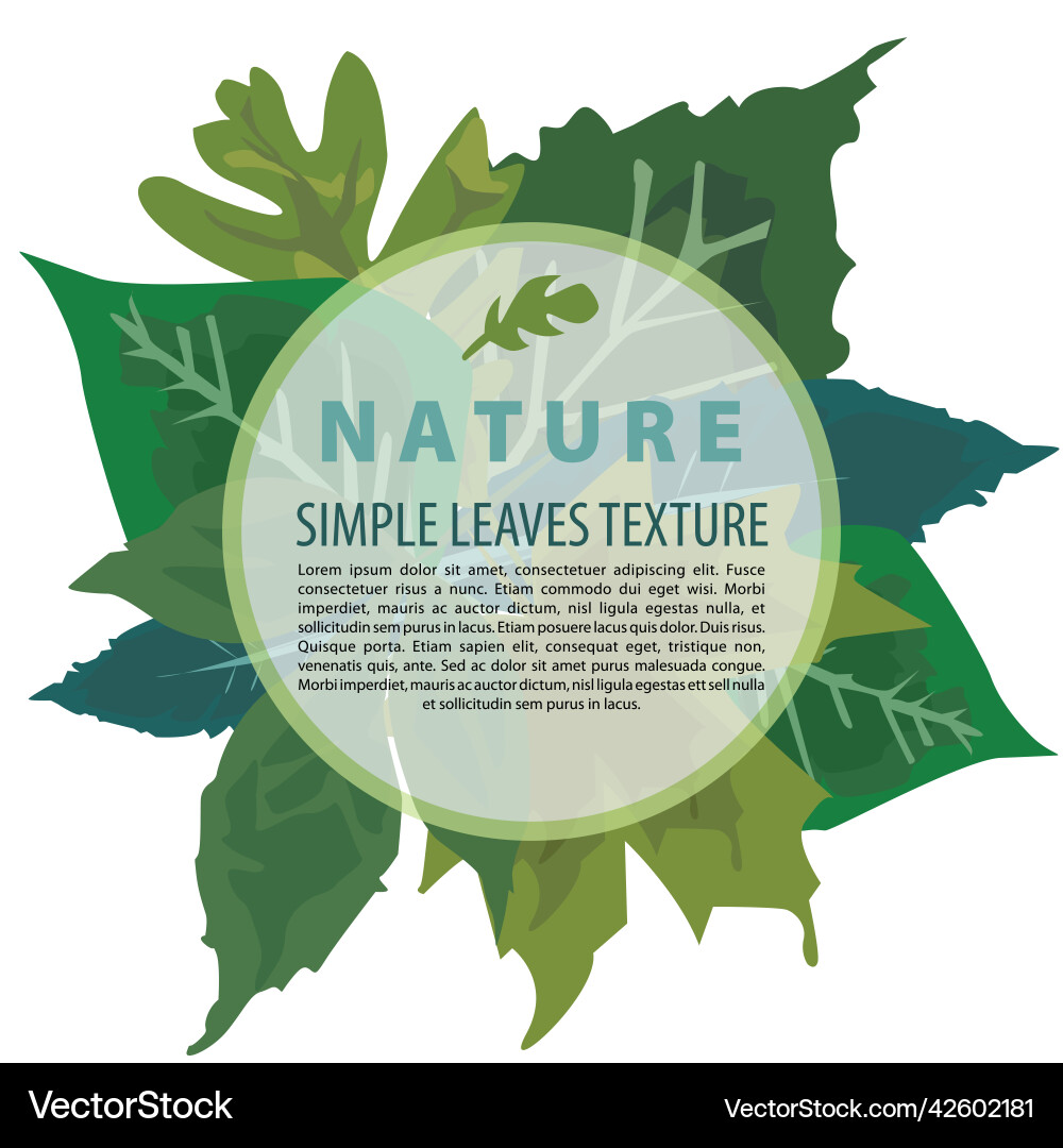Simple colorful leaf background with circle frame Vector Image