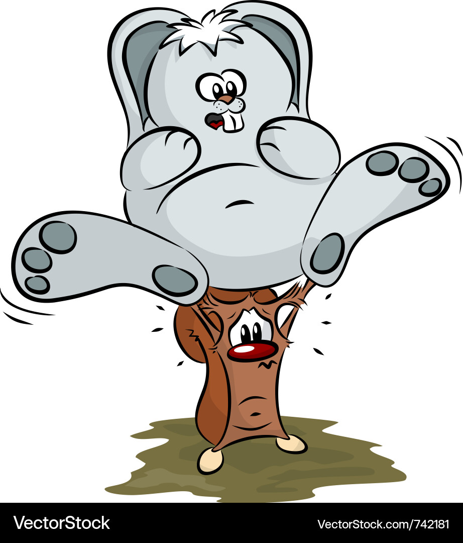 Squirrel lifting large rabbit Vector Image
