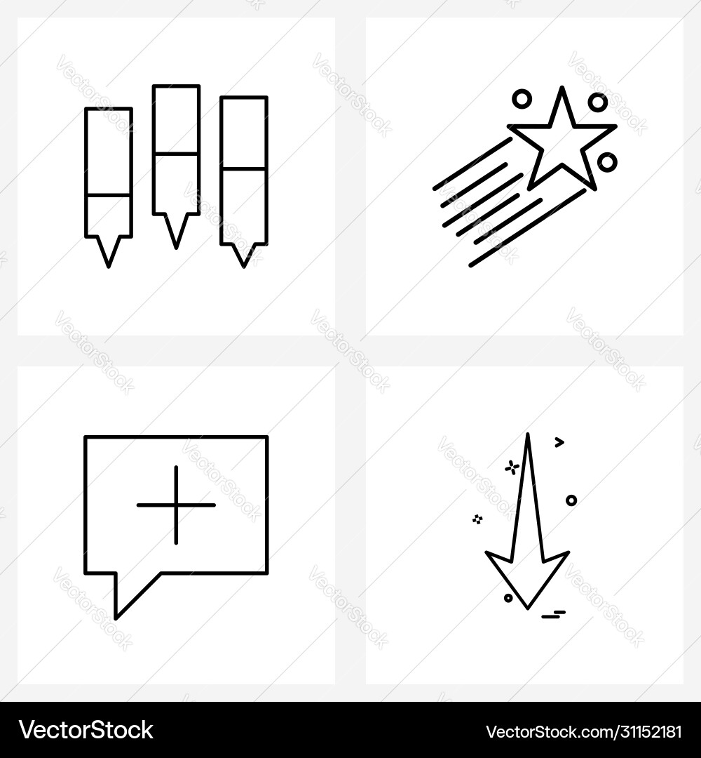 Ui set 4 basic line icons analytics comment vector image
