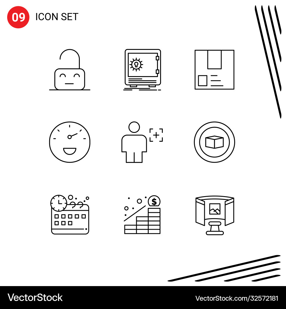 User interface pack 9 basic outlines speed Vector Image