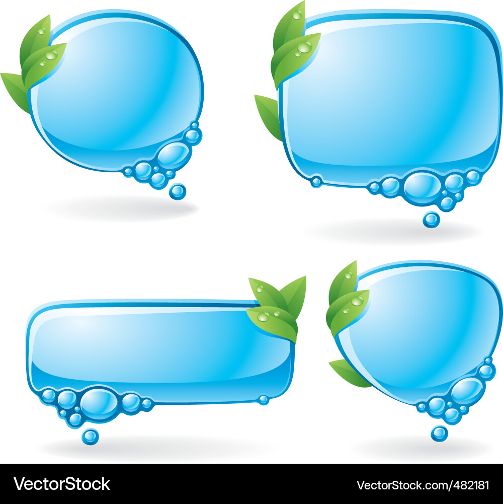 Water Speech Bubbles with Leaf Accents Vector Image