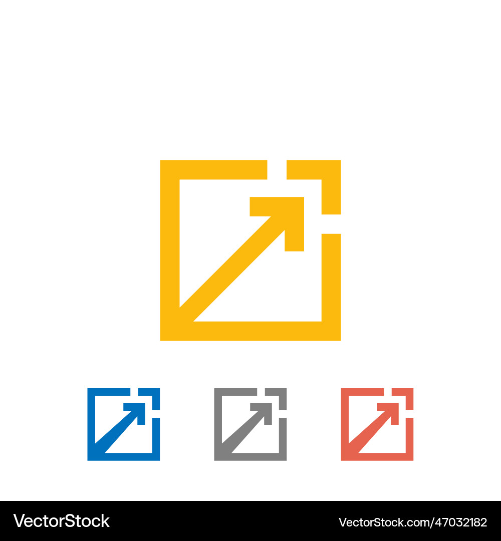Arrow data logo icon with rectangle Vector Image