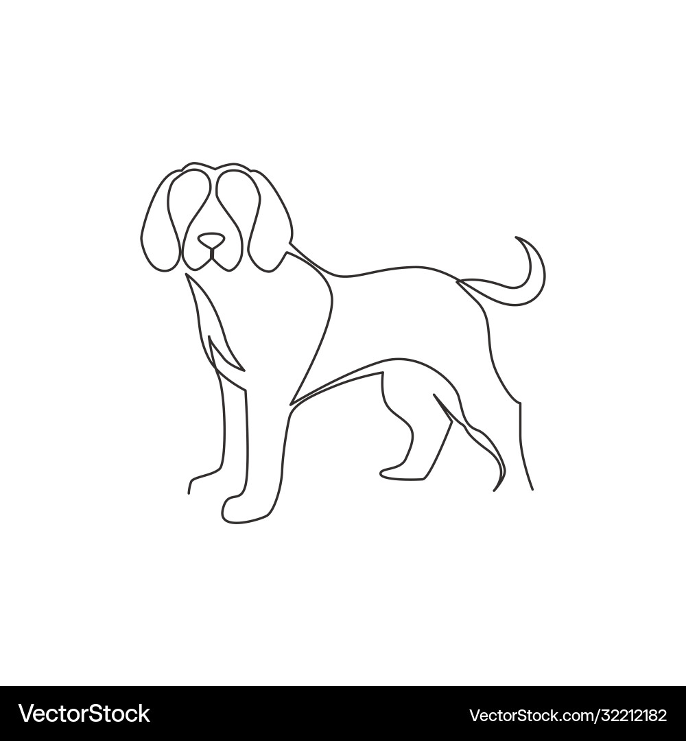 Continuous Line Beagle Puppy Vector Image