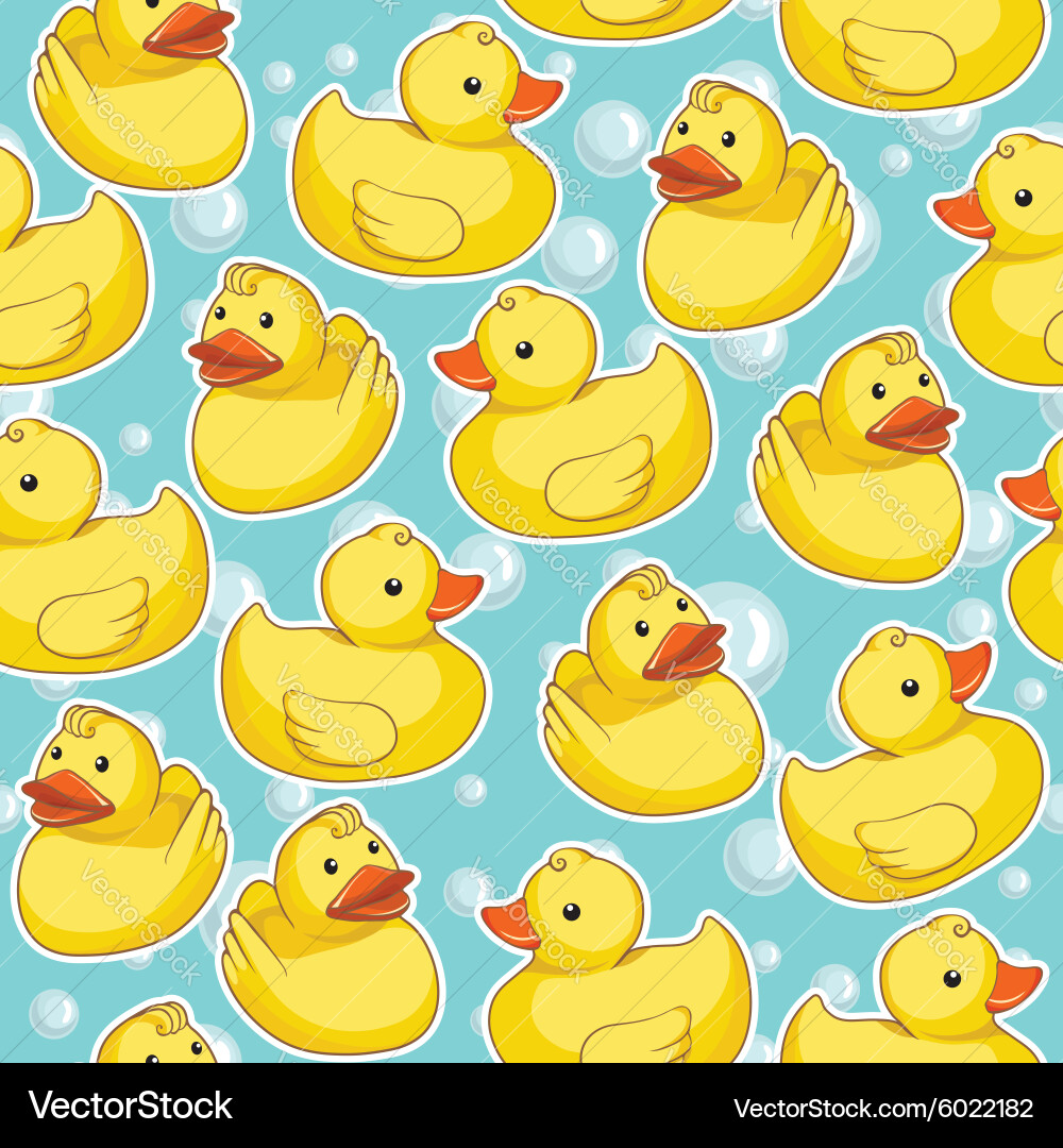 Cute Yellow Duck Seamless Pattern vector image