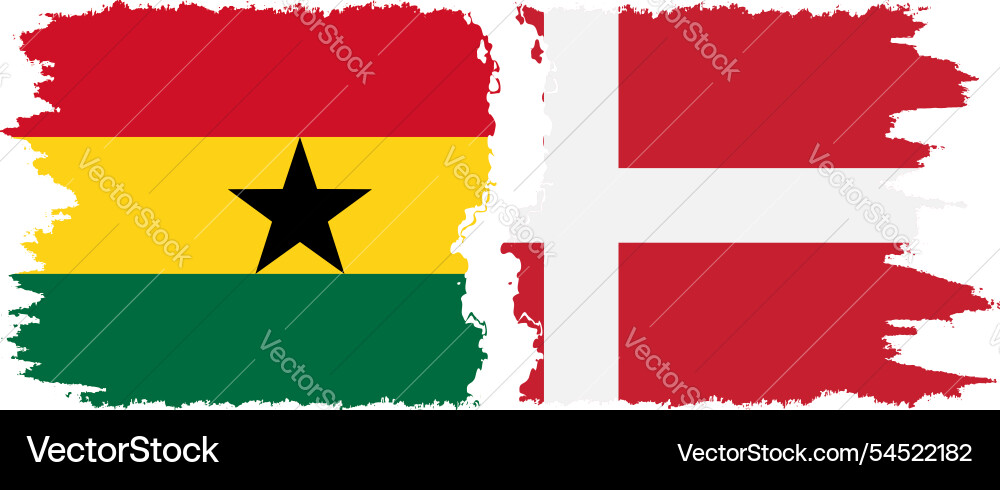 Denmark and ghana grunge flags connection Denmark and ghana grunge flags connection Vector Image