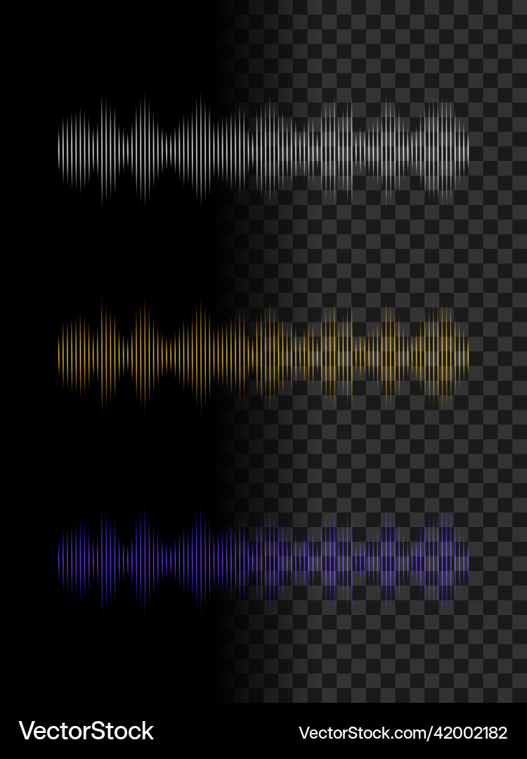 Different color sound waves on dark transparent Different color sound waves on dark transparent vector image
