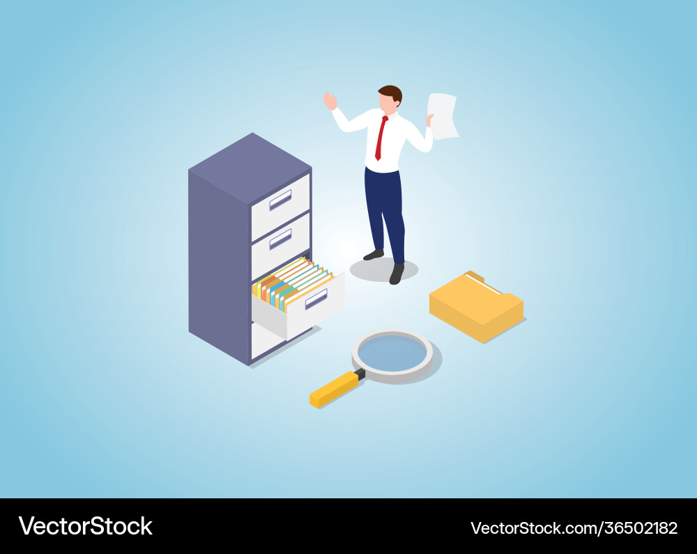Document search with file stack and cabinet Document search with file stack and cabinet vector image