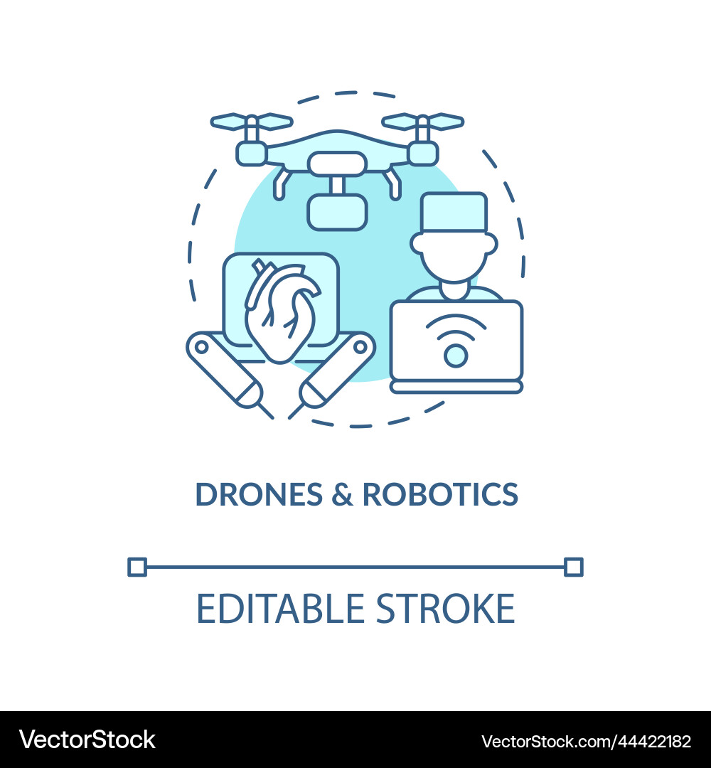 Drones and robotics turquoise concept icon Drones and robotics turquoise concept icon vector image