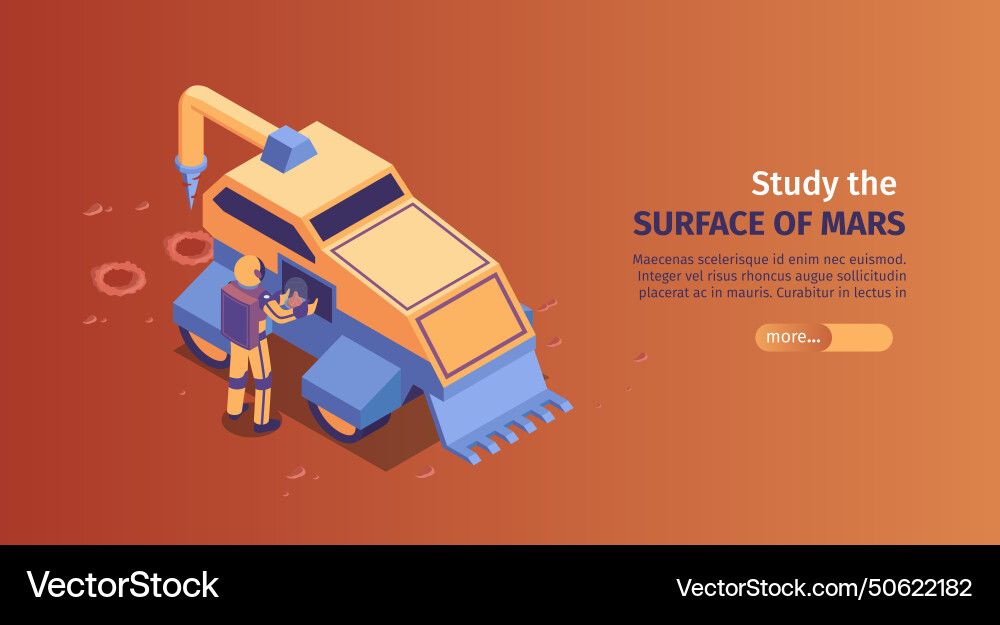 Isometric mars colonization horizontal banner Isometric mars colonization horizontal banner Vector Image