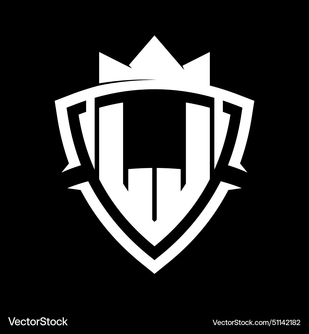 Lj letter monogram with triangle curve shield Lj letter monogram with triangle curve shield Vector Image