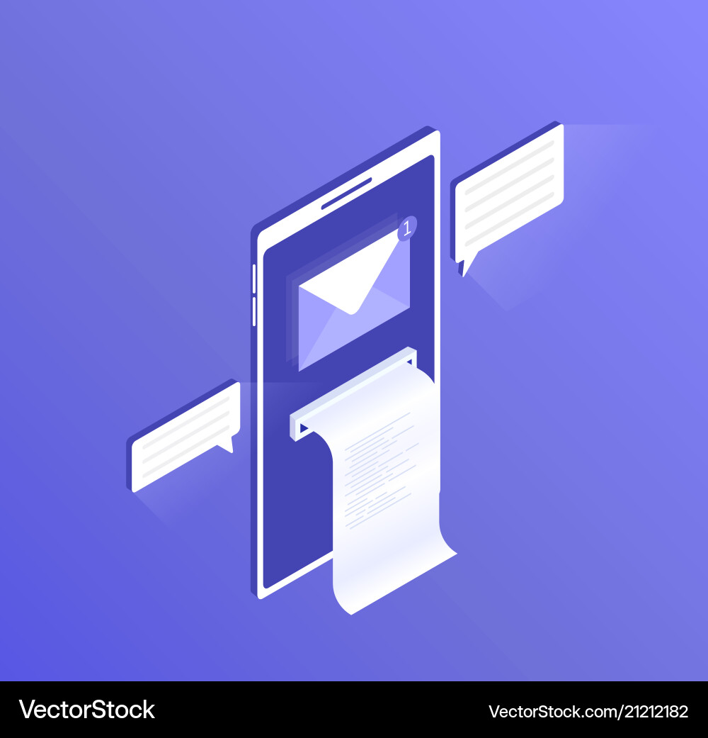 New email notification on mobile phone message New email notification on mobile phone message vector image