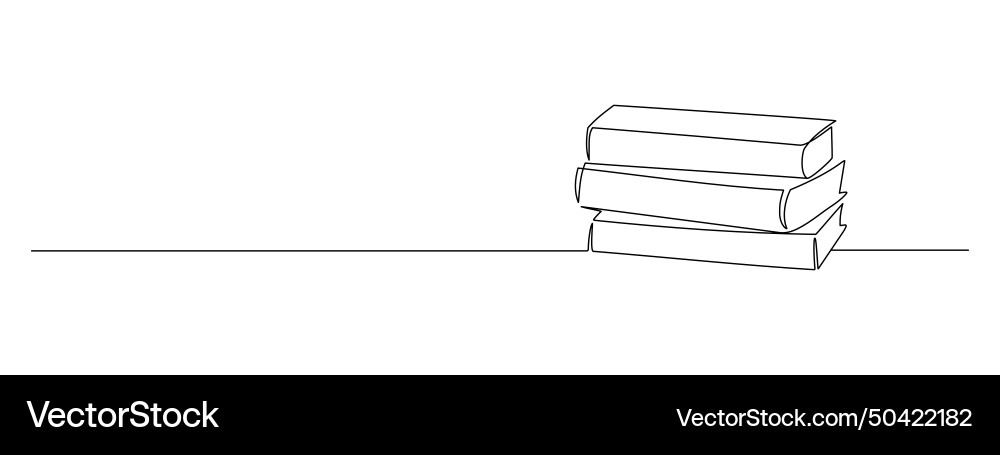 One continuous line drawing of stack books One continuous line drawing of stack books vector image