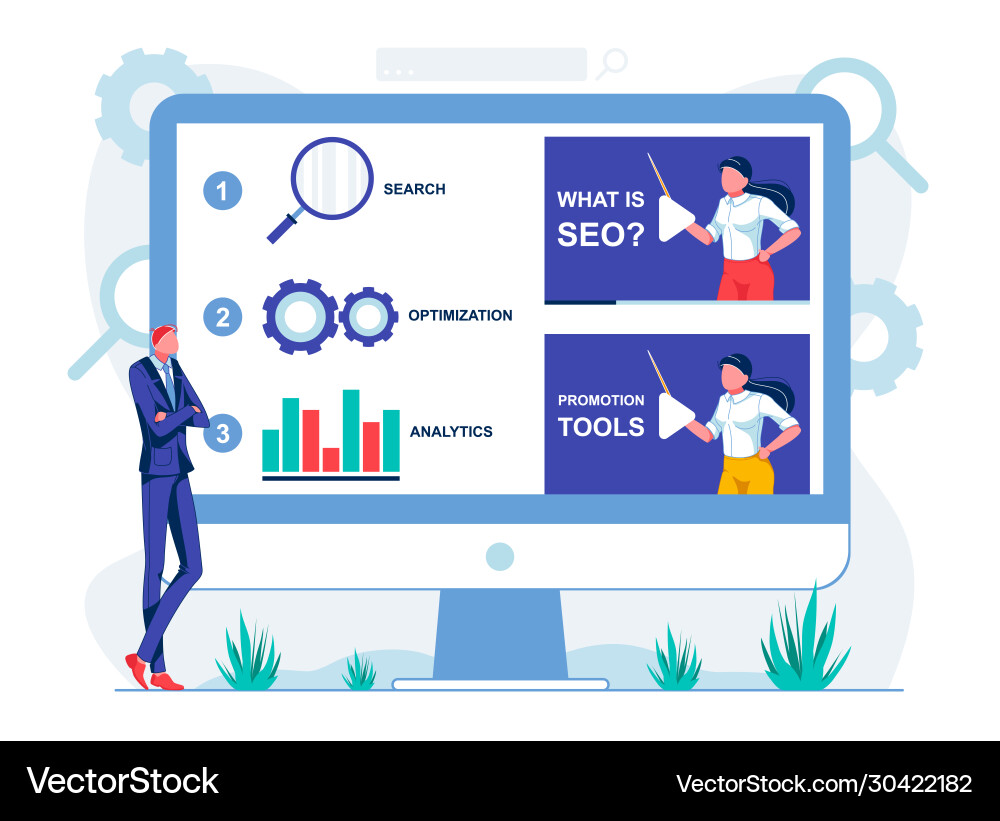 Online lessons searching optimization analytics vector image