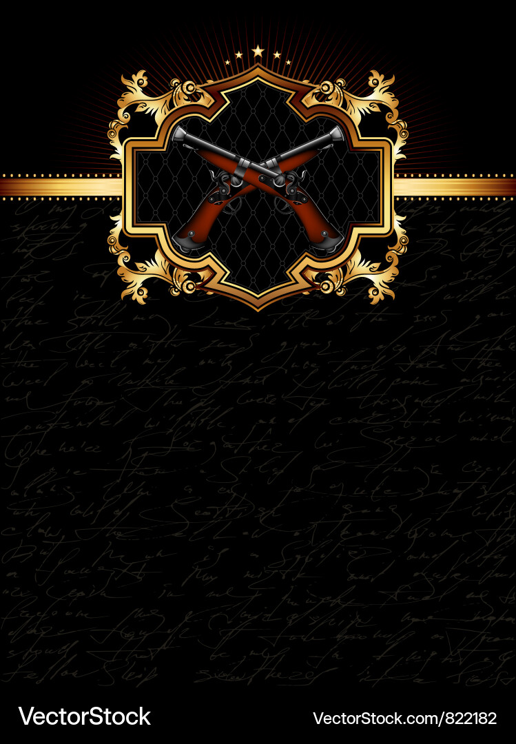 Ornate golden frame with guns Vector Image
