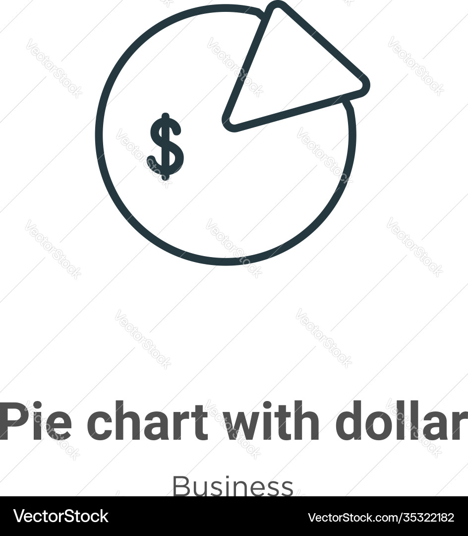 Pie chart with dollar outline icon thin line vector image