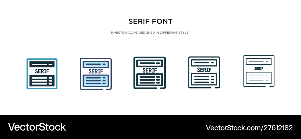 Serif font icon in different style two colored Serif font icon in different style two colored vector image