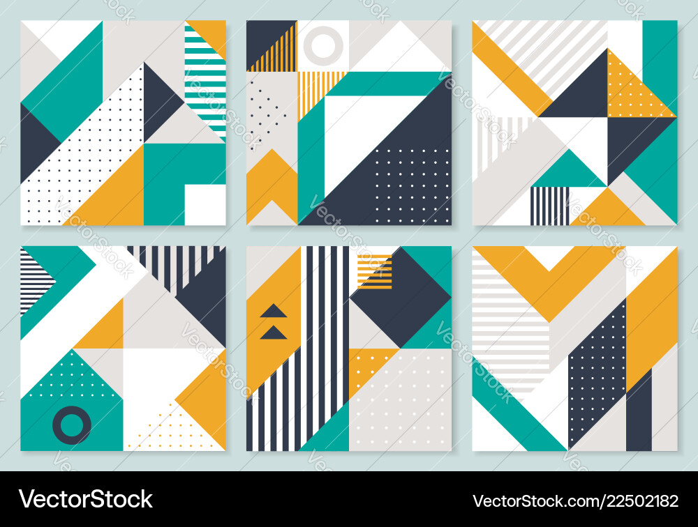 Set of 6 placard with geometric bauhaus shapes Set of 6 placard with geometric bauhaus shapes vector image