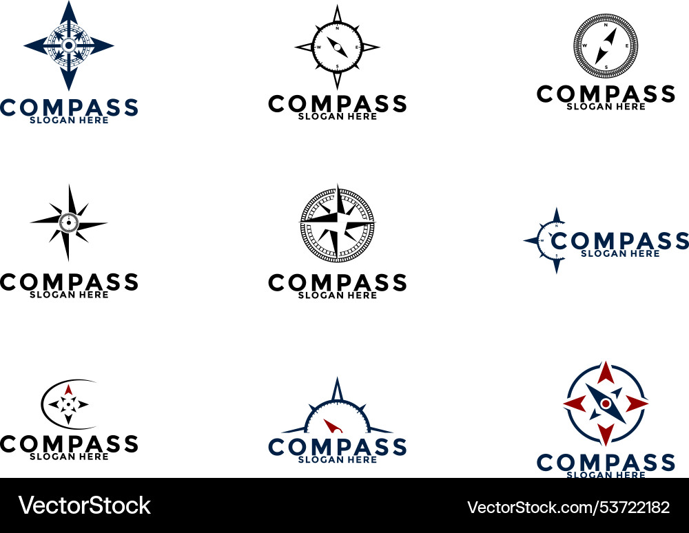 Set of compass logo design template Vector Image