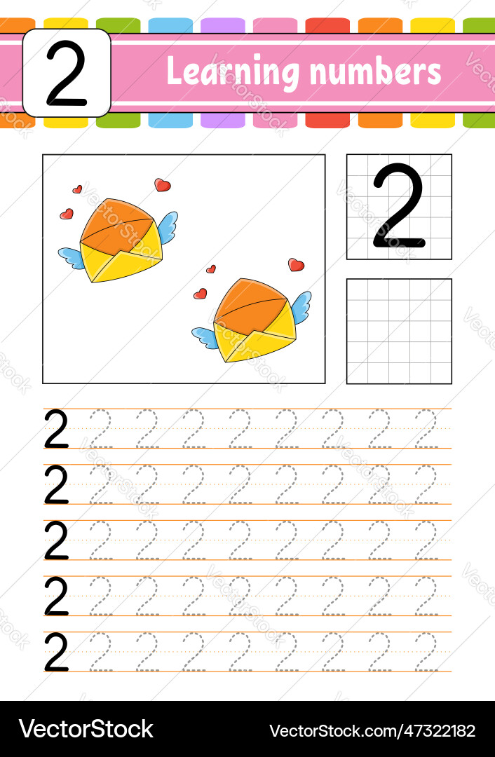 Trace and write numbers handwriting practice Trace and write numbers handwriting practice Vector Image