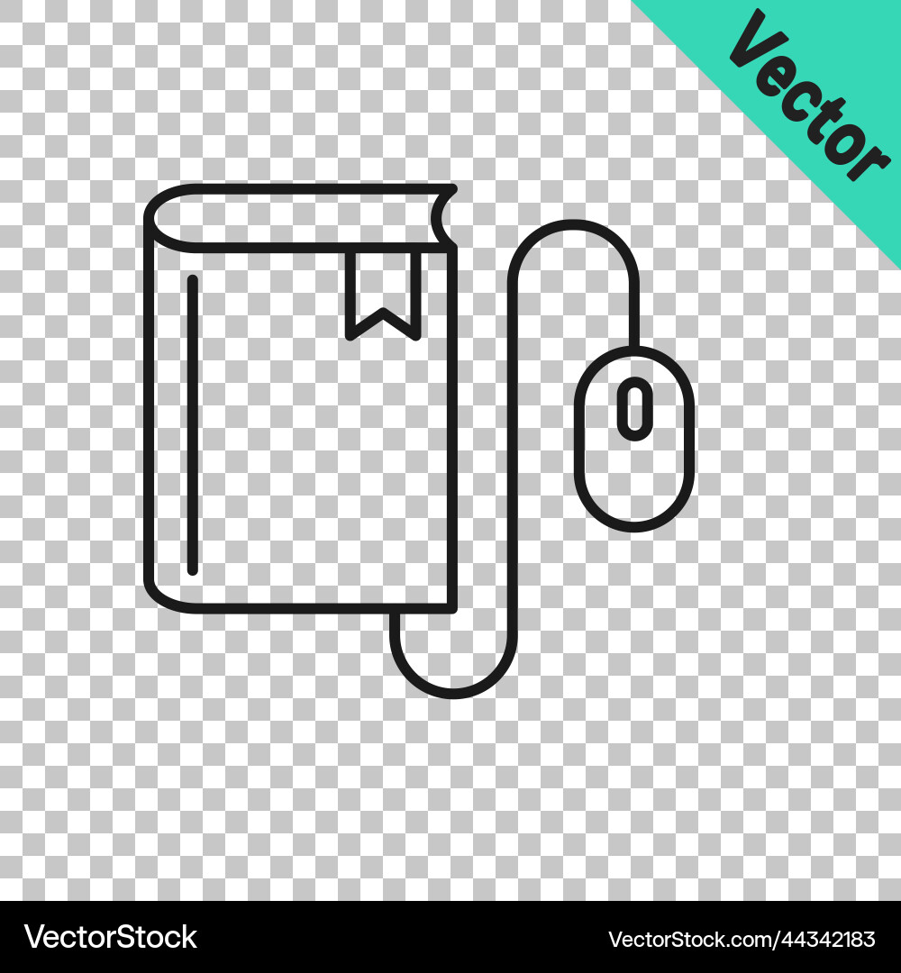 Black line electronic book with mouse icon Black line electronic book with mouse icon vector image