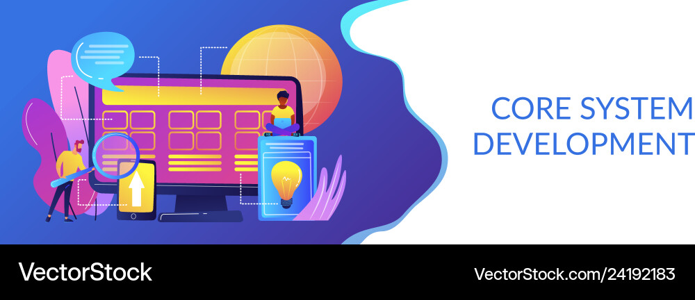 Core system development concept banner header Core system development concept banner header vector image
