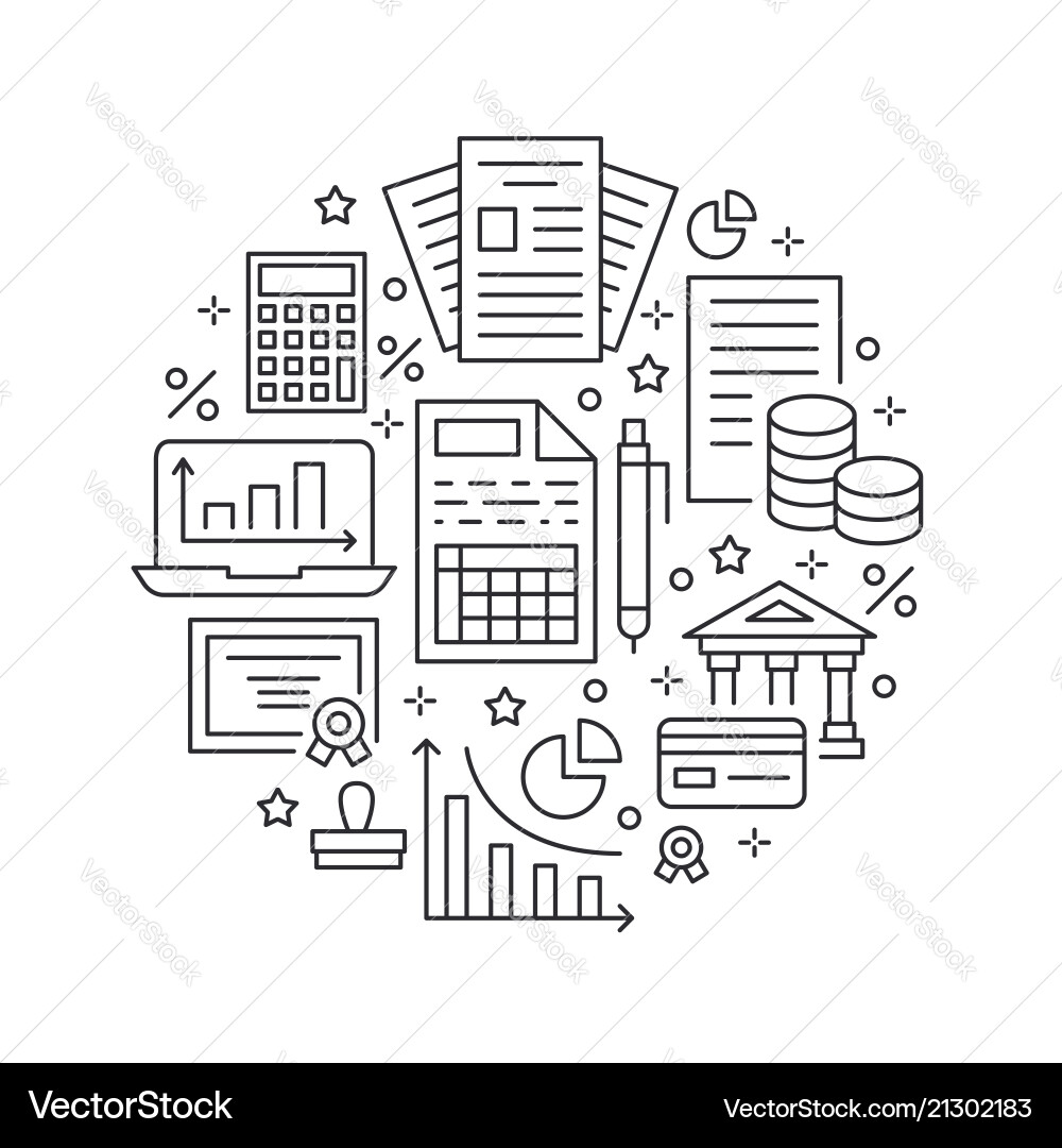 Financial Accounting Circle Icons Vector Image