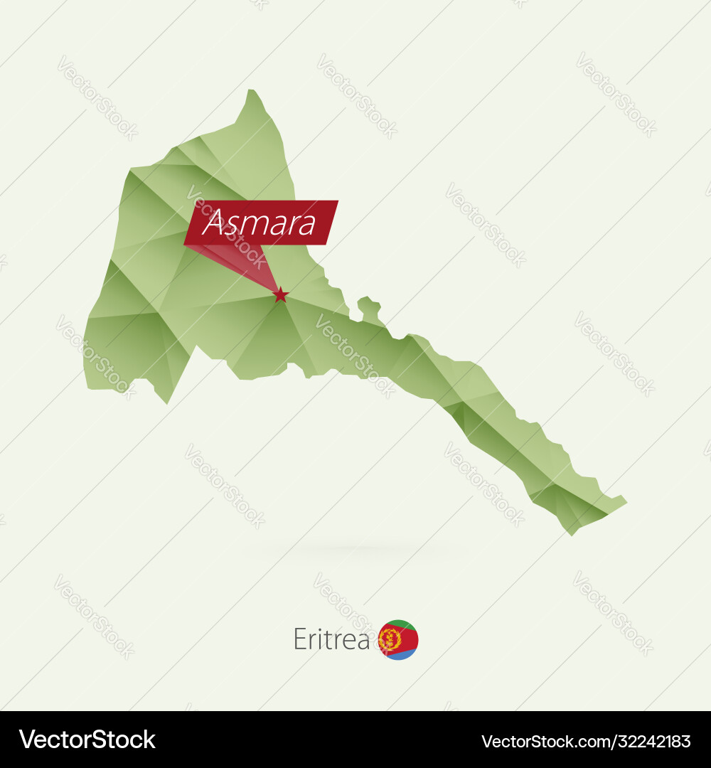 Green gradient low poly map eritrea vector image
