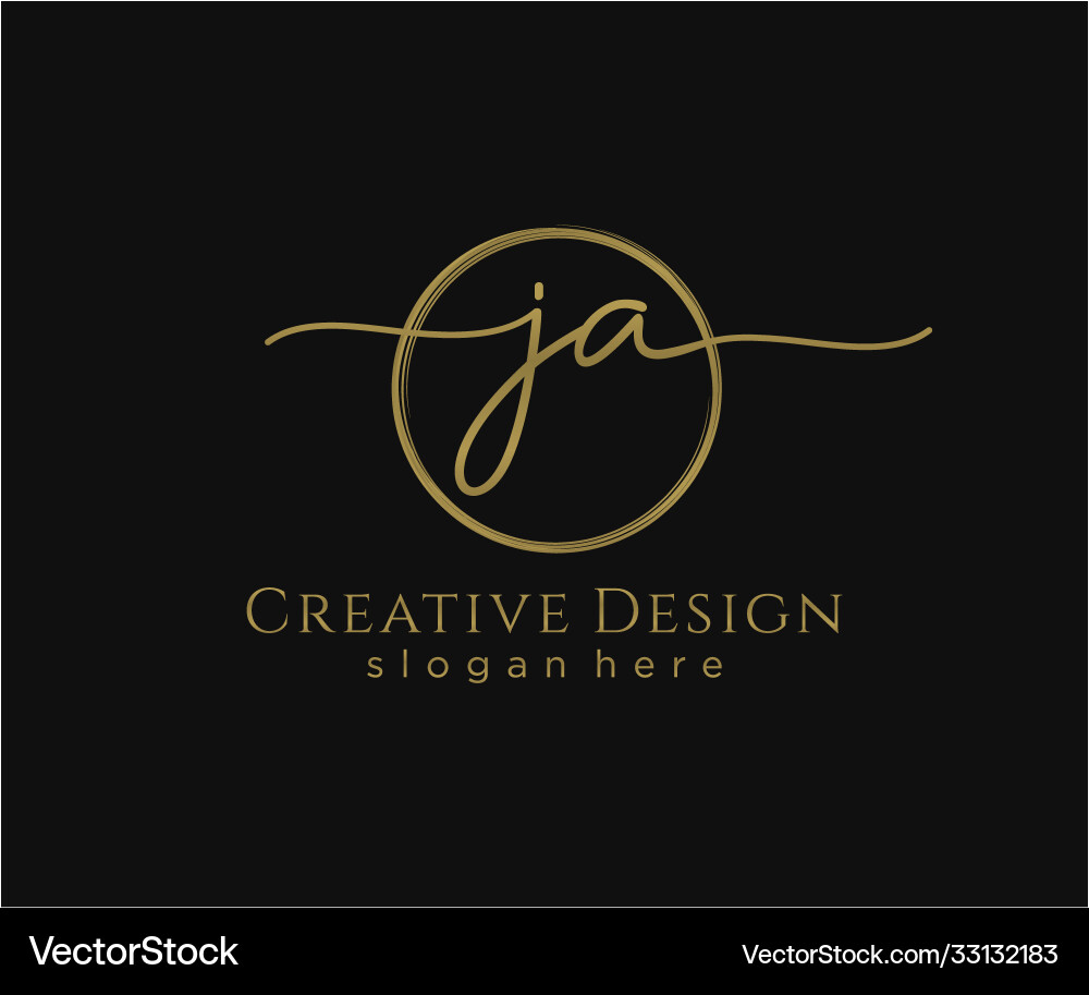 Initial ja handwriting logo with circle template Vector Image